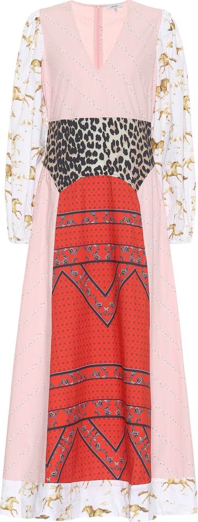 Ganni Mixed cotton poplin maxi dress