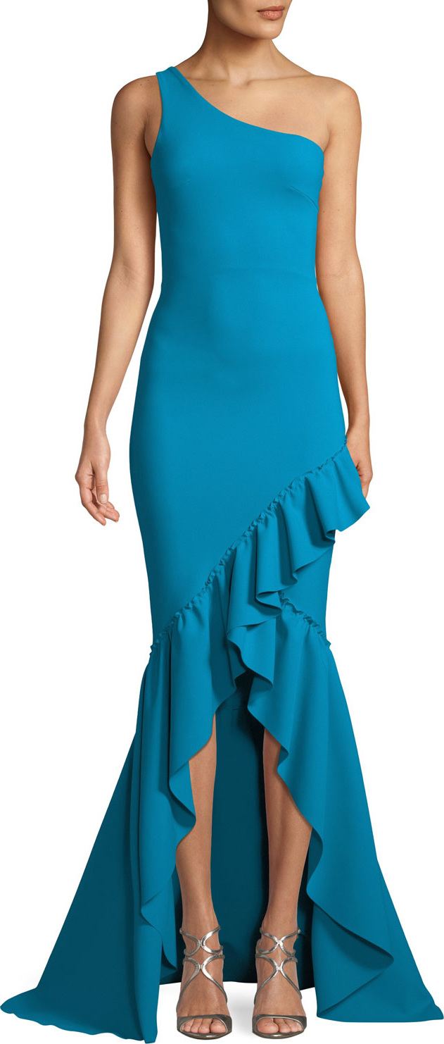 La Petite Robe di Chiara Boni Valeriana Asymmetric Ruffle High-Low Gown