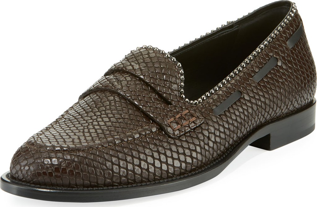Giuseppe Zanotti Men's Snake-Embossed Leather Penny Loafers