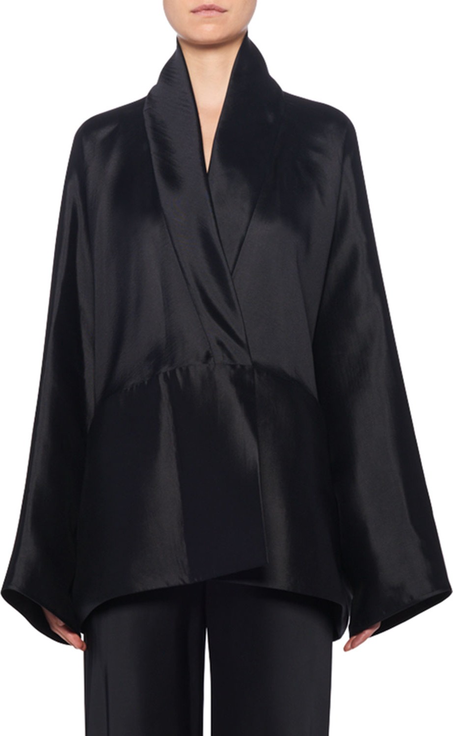 THE ROW Pernia Wrapped Silk Jacket,  Black