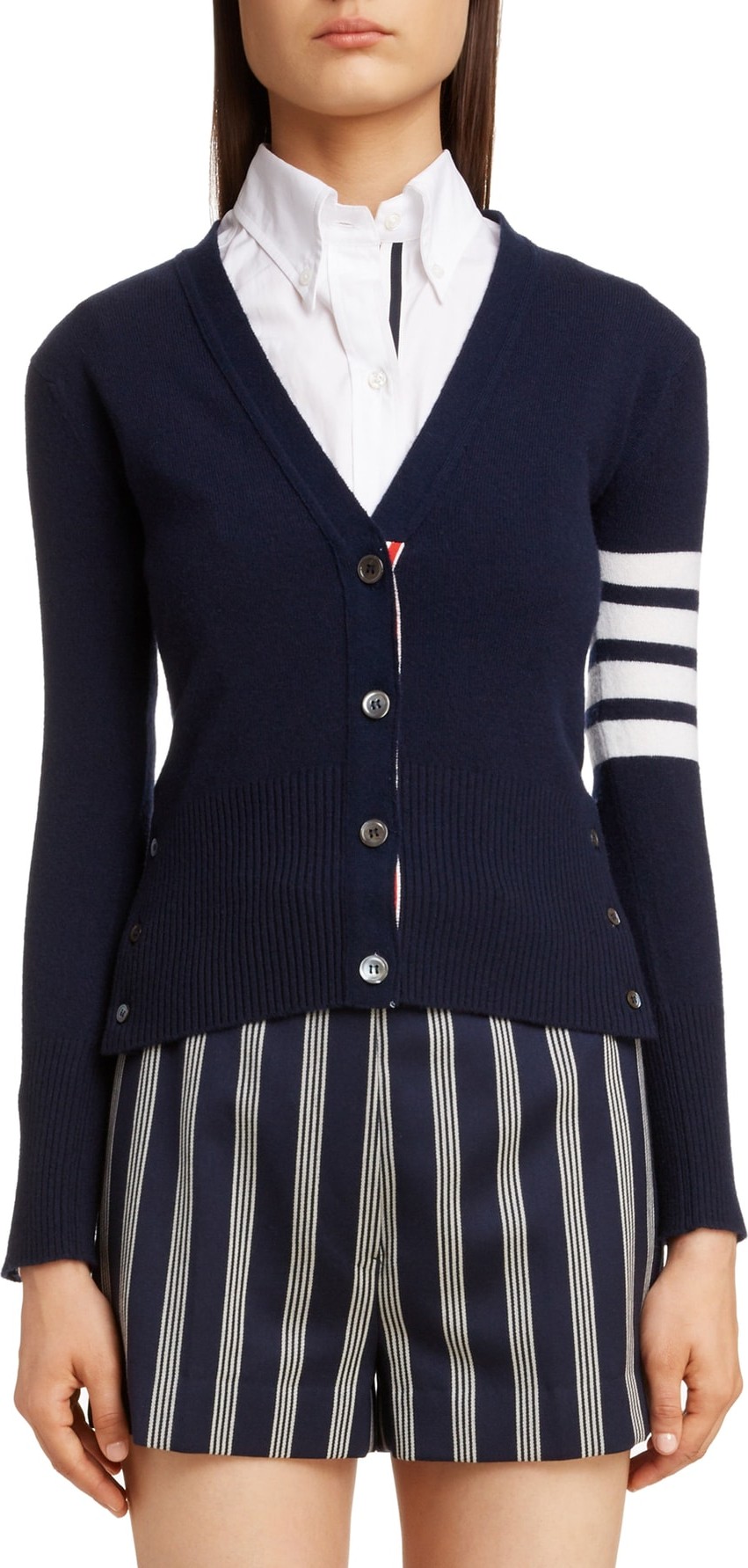 Thom Browne 4-Bar Cashmere Cardigan
