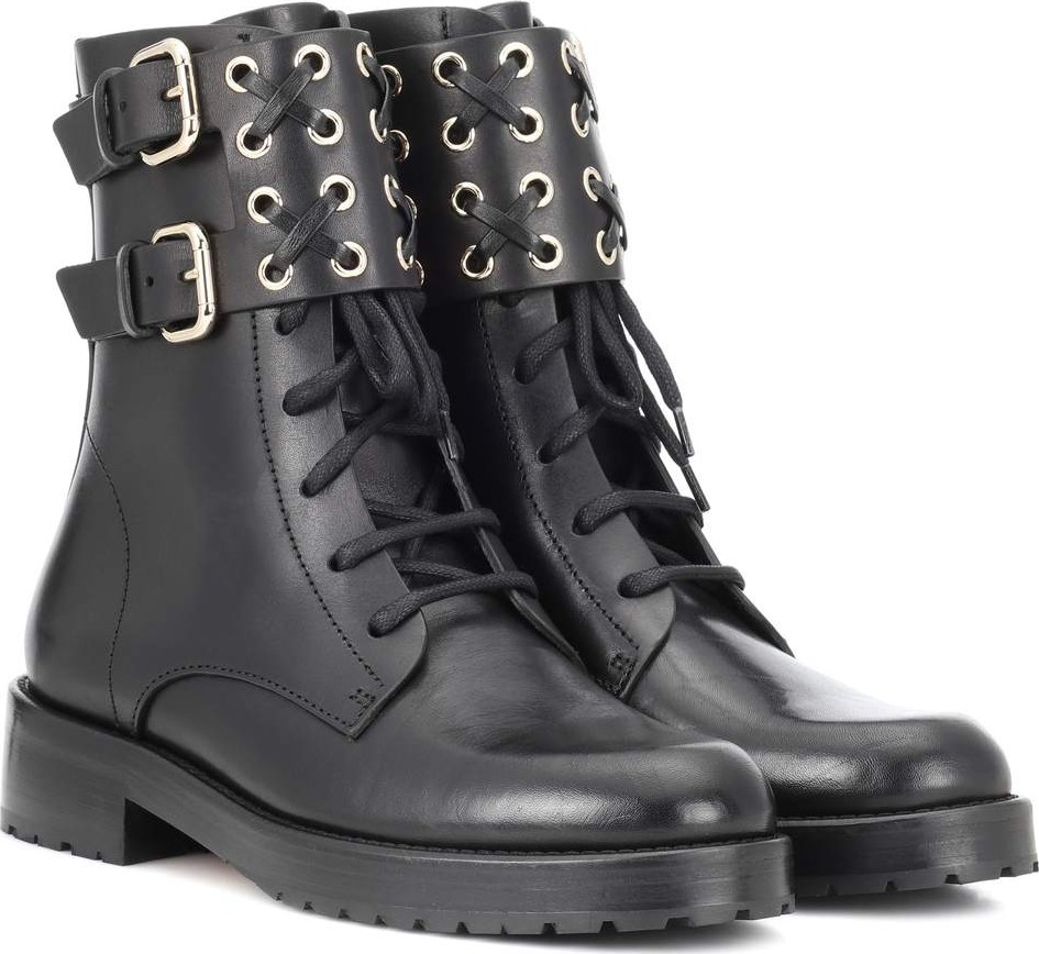 RED Valentino Embellished leather ankle boots RED Valentino Embellished leather ankle boots