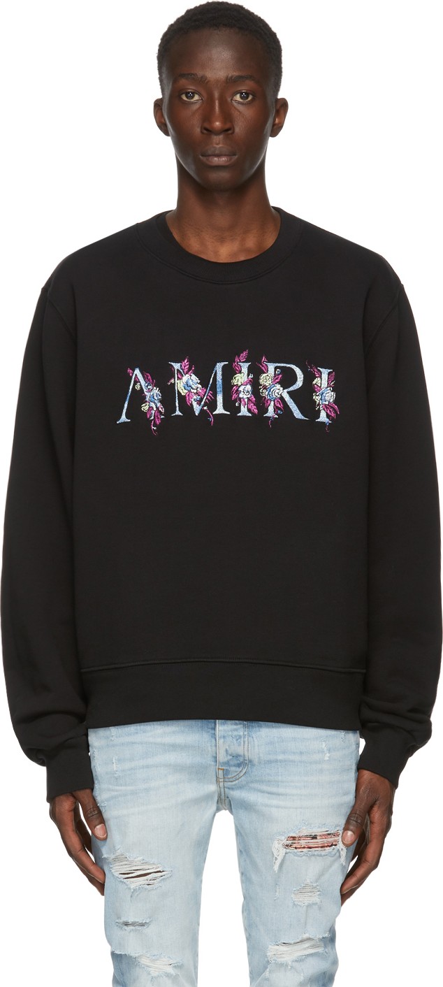 Amiri Black Floral Logo Sweatshirt