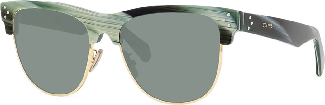 Celine Round Acetate & Metal Sunglasses