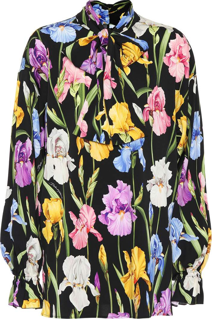 Dolce & Gabbana Floral-printed stretch-silk top