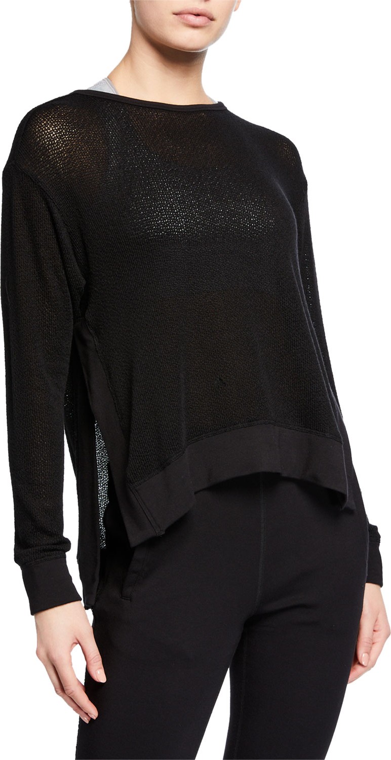 ALALA Crane Knit Side-Split Pullover Sweatshirt