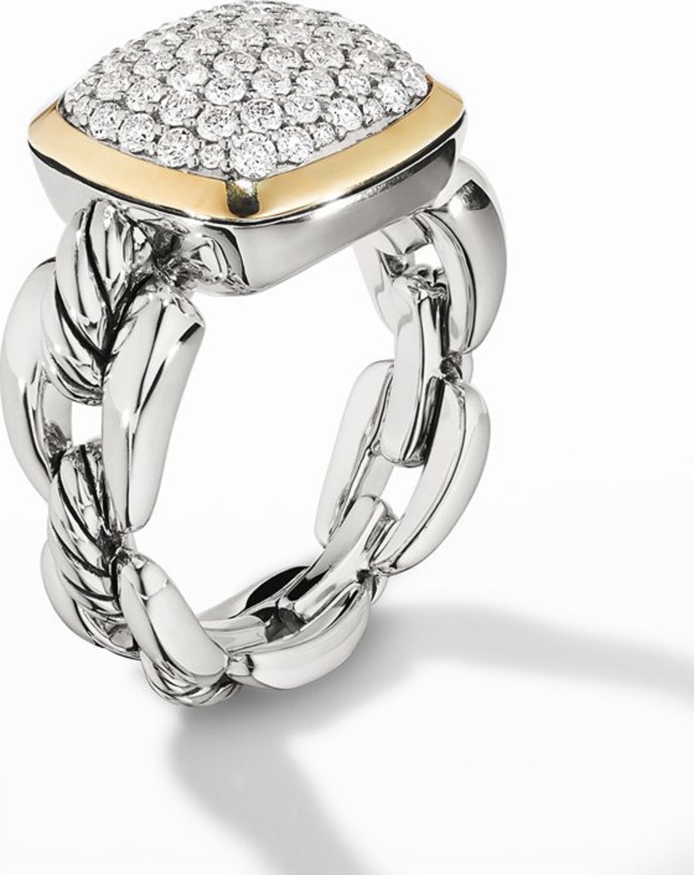 David Yurman Wellesley Link Statement Ring with 18k Gold & Diamonds