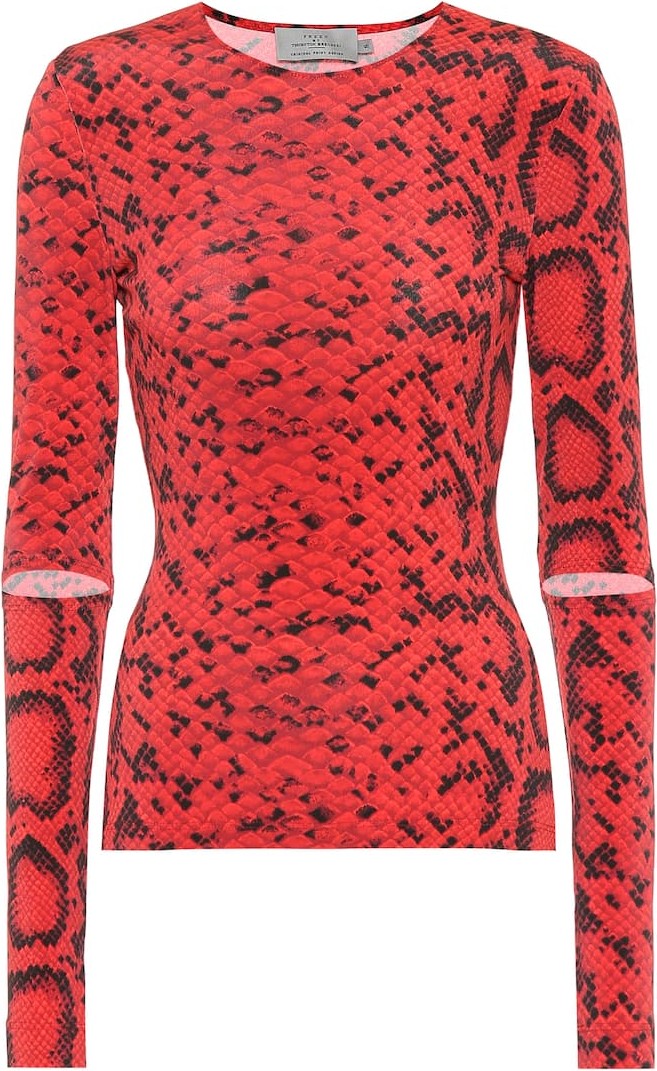 Preen Snake-print stretch-jersey top