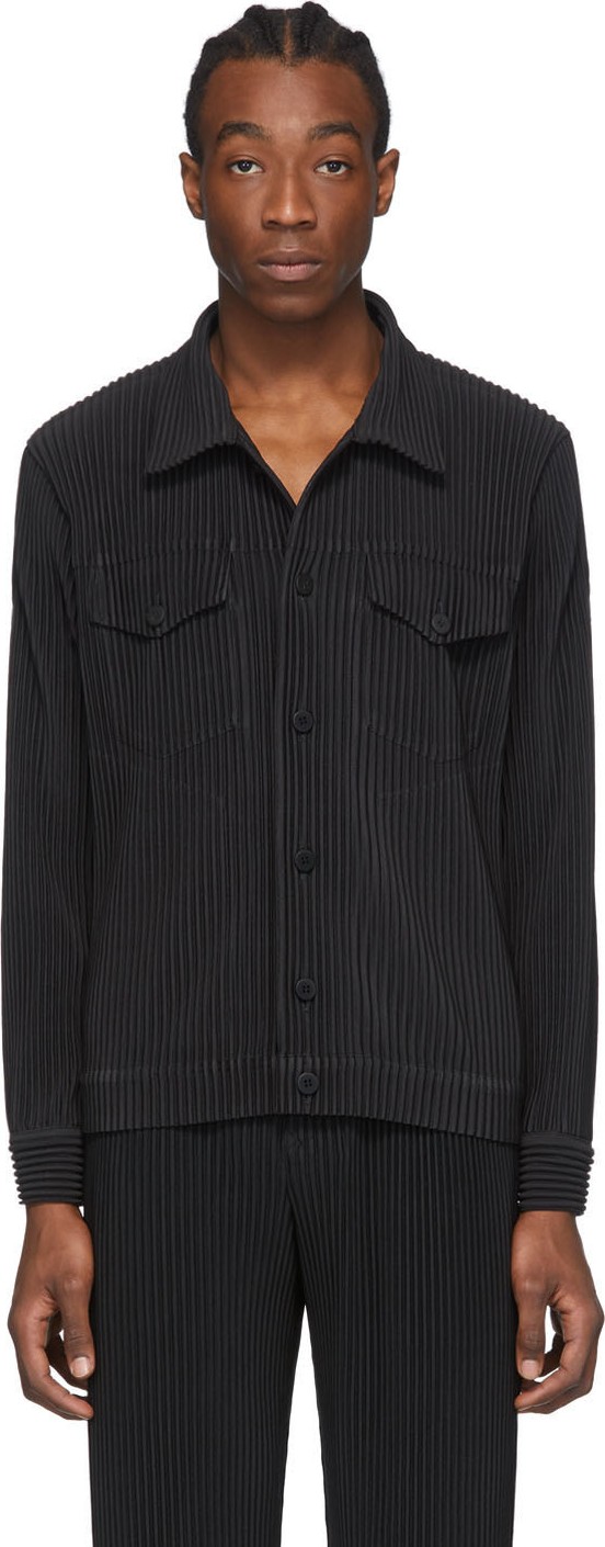 Homme Plissé Issey Miyake Black Pleated Tailored Jacket