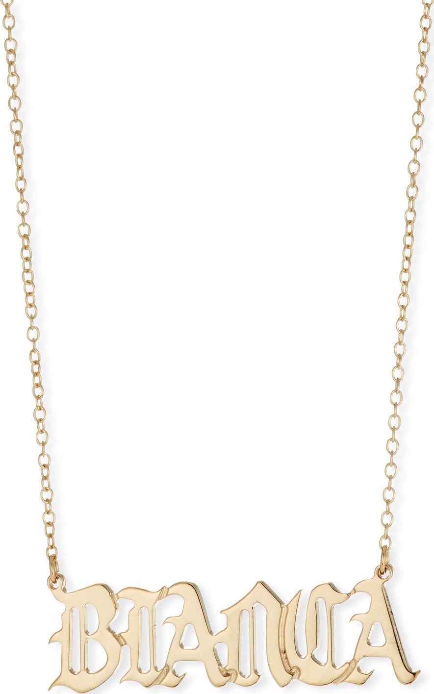 Jennifer Zeuner Jewelry Netta Personalized Gothic Nameplate Necklace