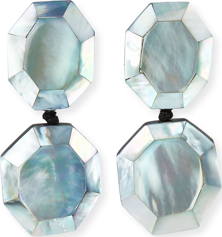 Viktoria Hayman Faceted Double-Drop Mother-of-Pearl Clip-On Earrings