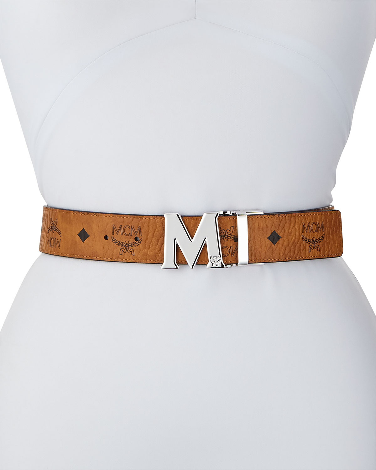 MCM Reversible M-Buckle Belt  - Silvertone Buckle