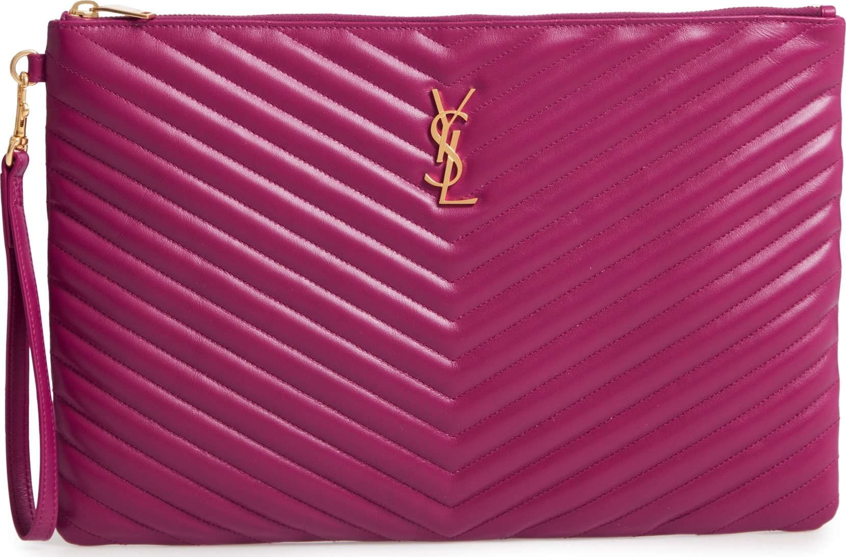 Saint Laurent Large Logo Matelassé Leather Pouch Saint Laurent Large Logo Matelassé Leather Pouch