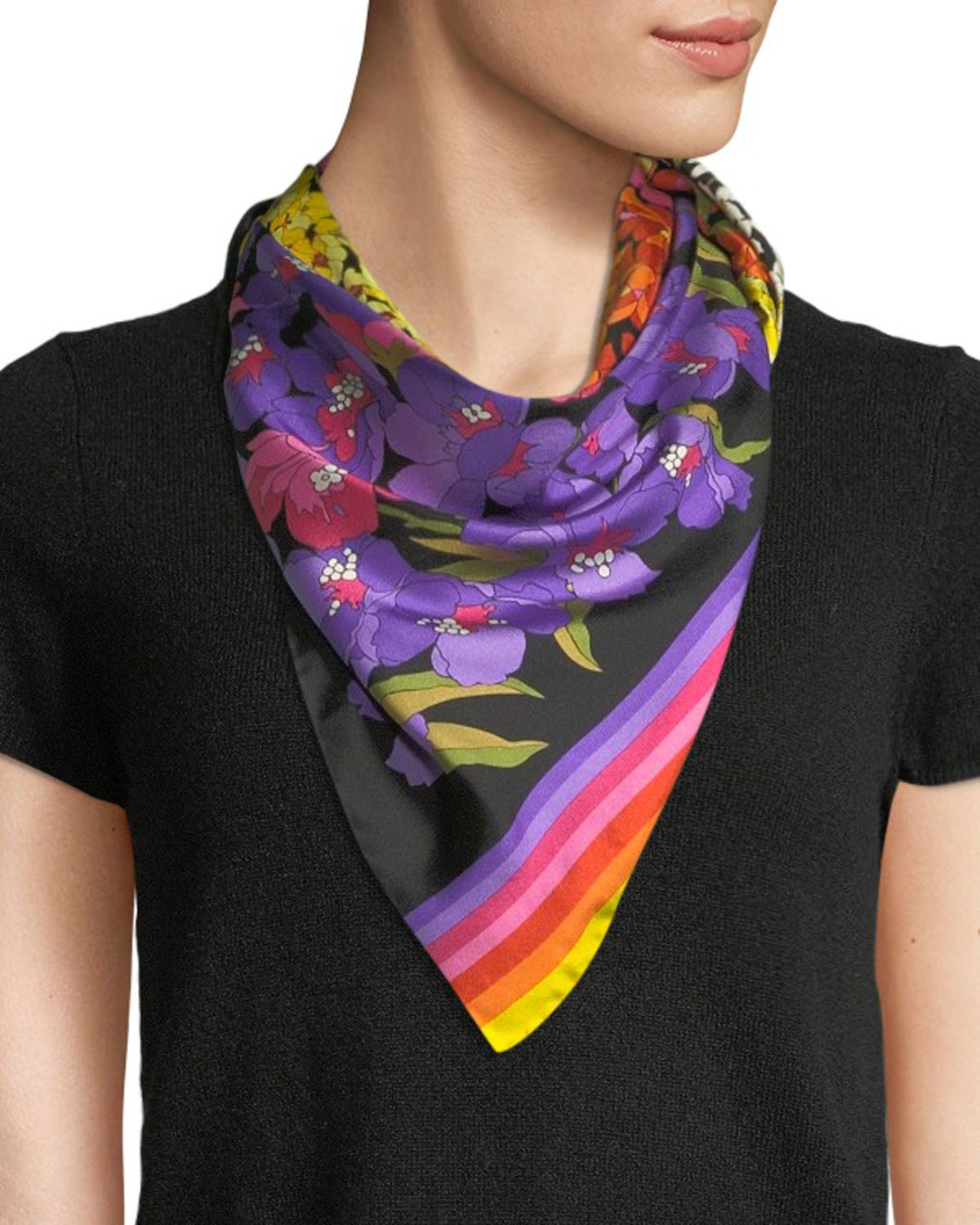 Gucci Silk Twill Floral Degrade Scarf