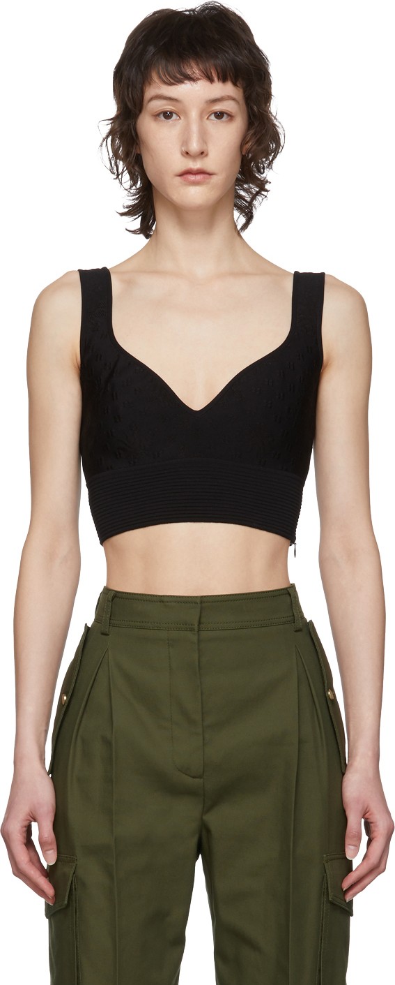 Alexander McQueen Black Jacquard Floral Tank Top