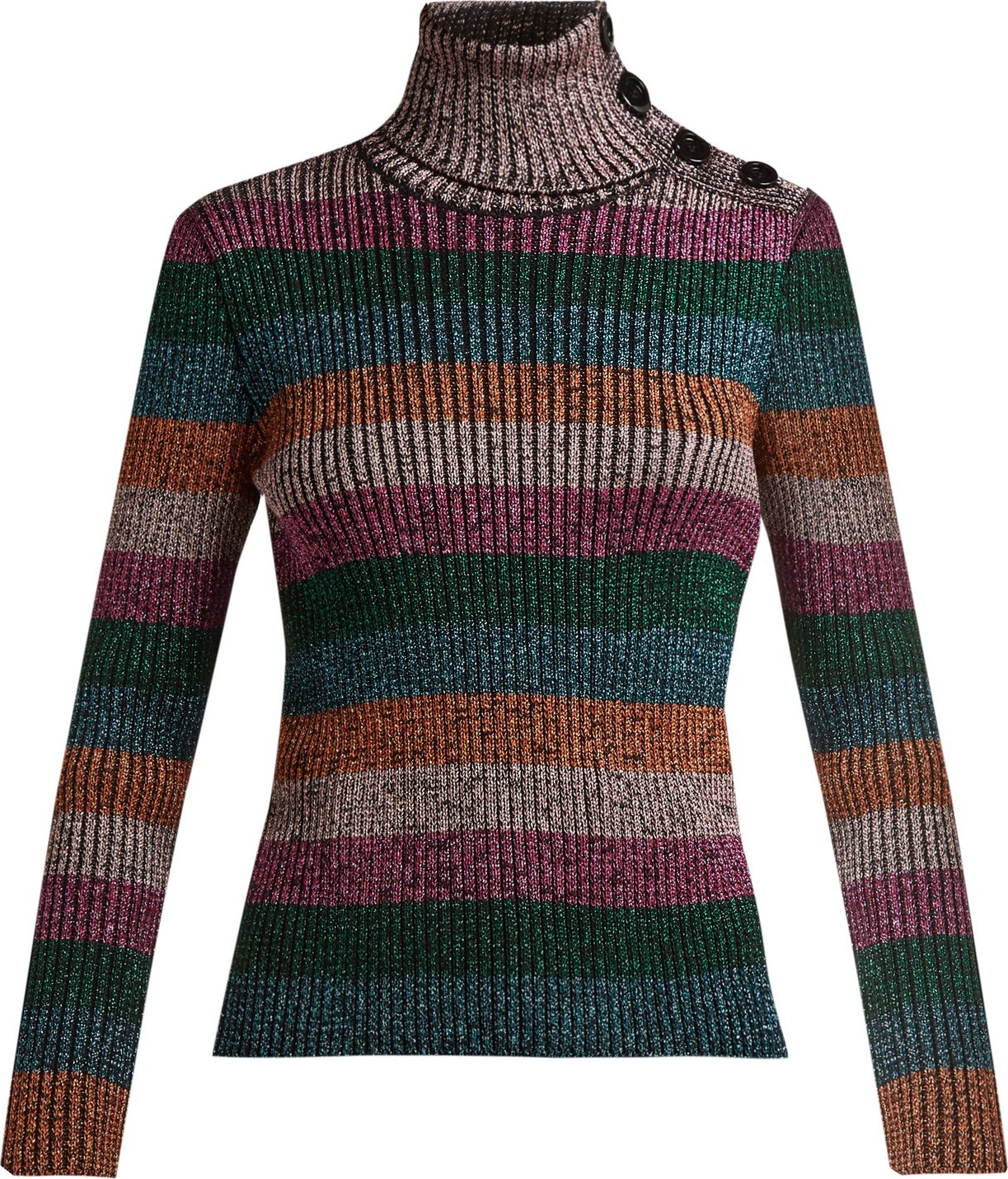 RED Valentino Metallic striped roll-neck sweater
