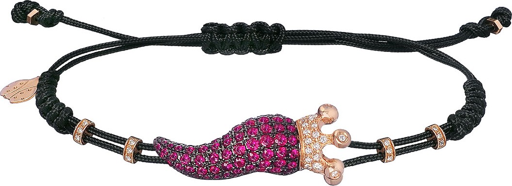 Pippo Perez 18k Diamond & Ruby Pepper Crown Pull-Cord Bracelet