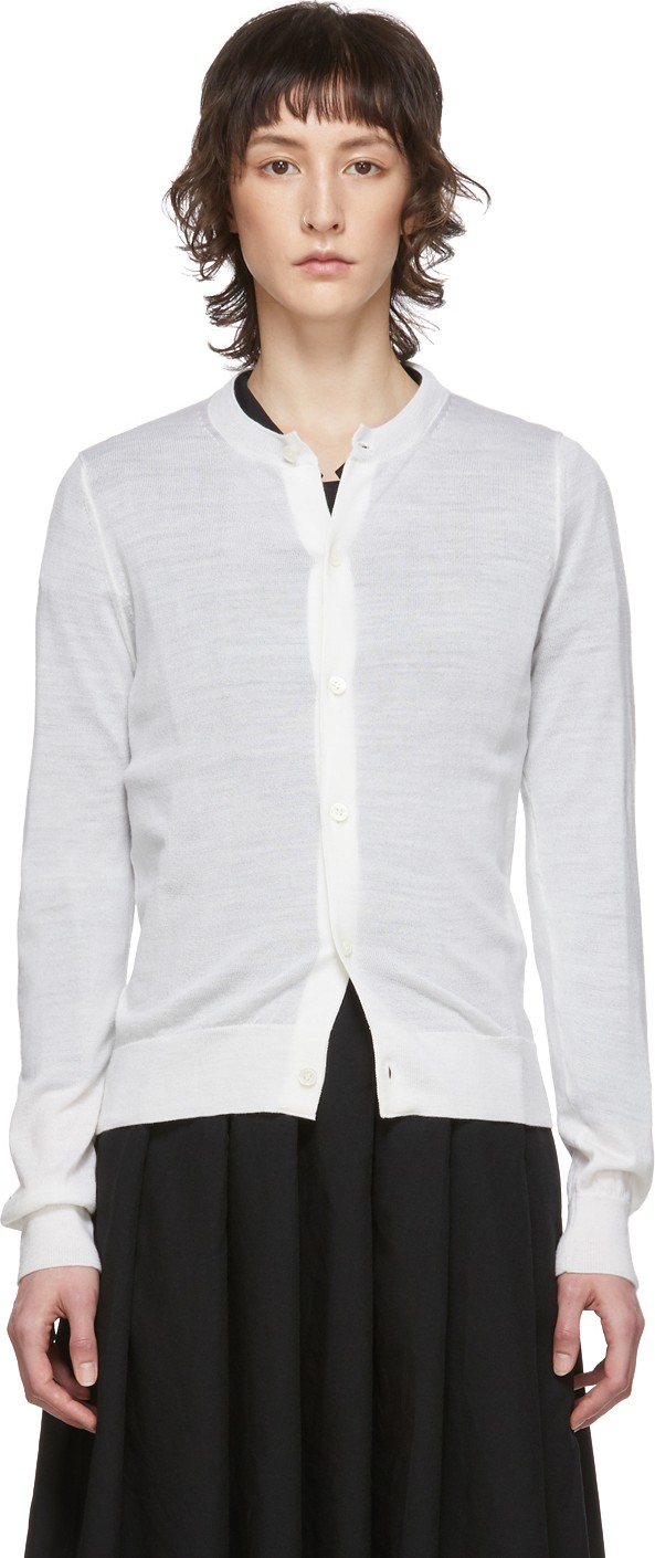 Comme Des Garçons Comme Des Garçons White Worsted Wool Cardigan