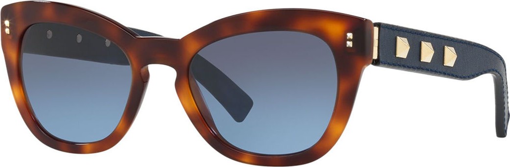 Valentino Rockstud Acetate Butterfly Sunglasses w/ Leather Wrapped Arms
