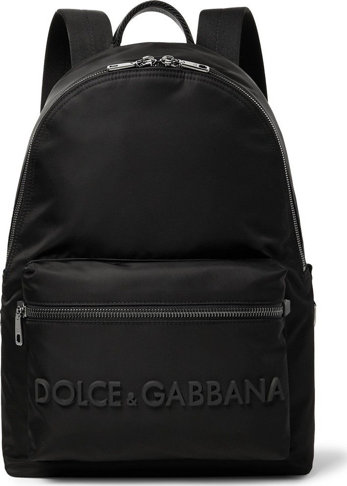 Dolce & Gabbana Logo-Detailed Leather-Trimmed Canvas Backpack