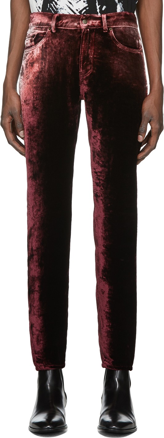 Saint Laurent Burgundy Velvet Trousers