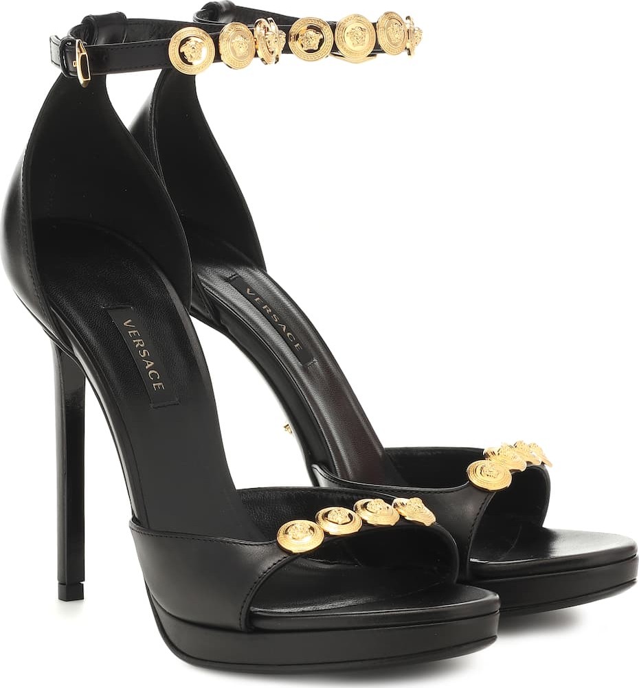 Versace Embellished leather sandals