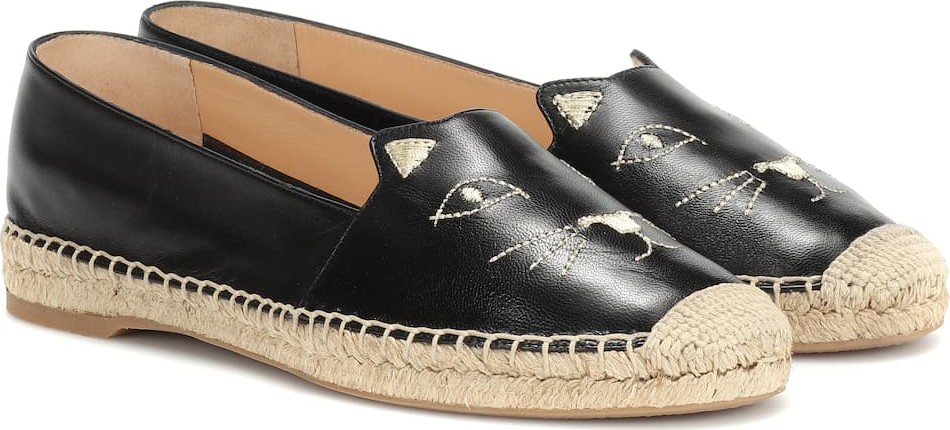 Charlotte Olympia Kitty leather espadrilles