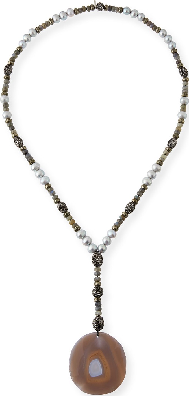 Hipchik Couture Ibiza Sliced Agate Pendant Necklace