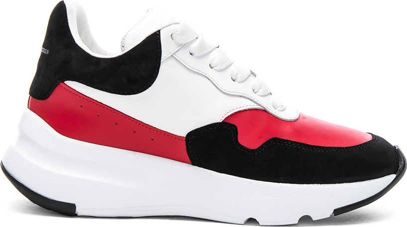 Alexander McQueen Leather & Suede Lace Up Sneakers