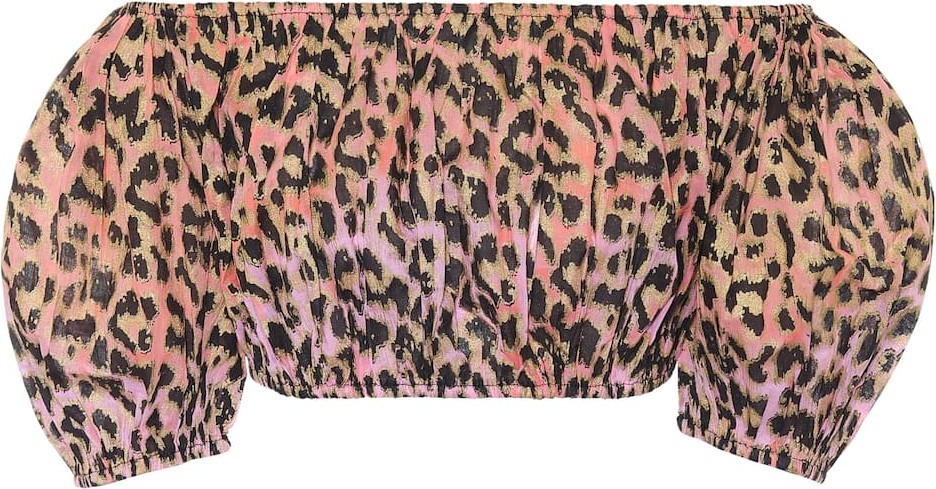 Juliet Dunn Leopard-print cotton crop top
