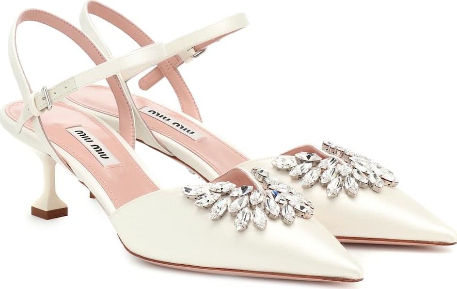 Miu Miu Embellished satin slingback pumps