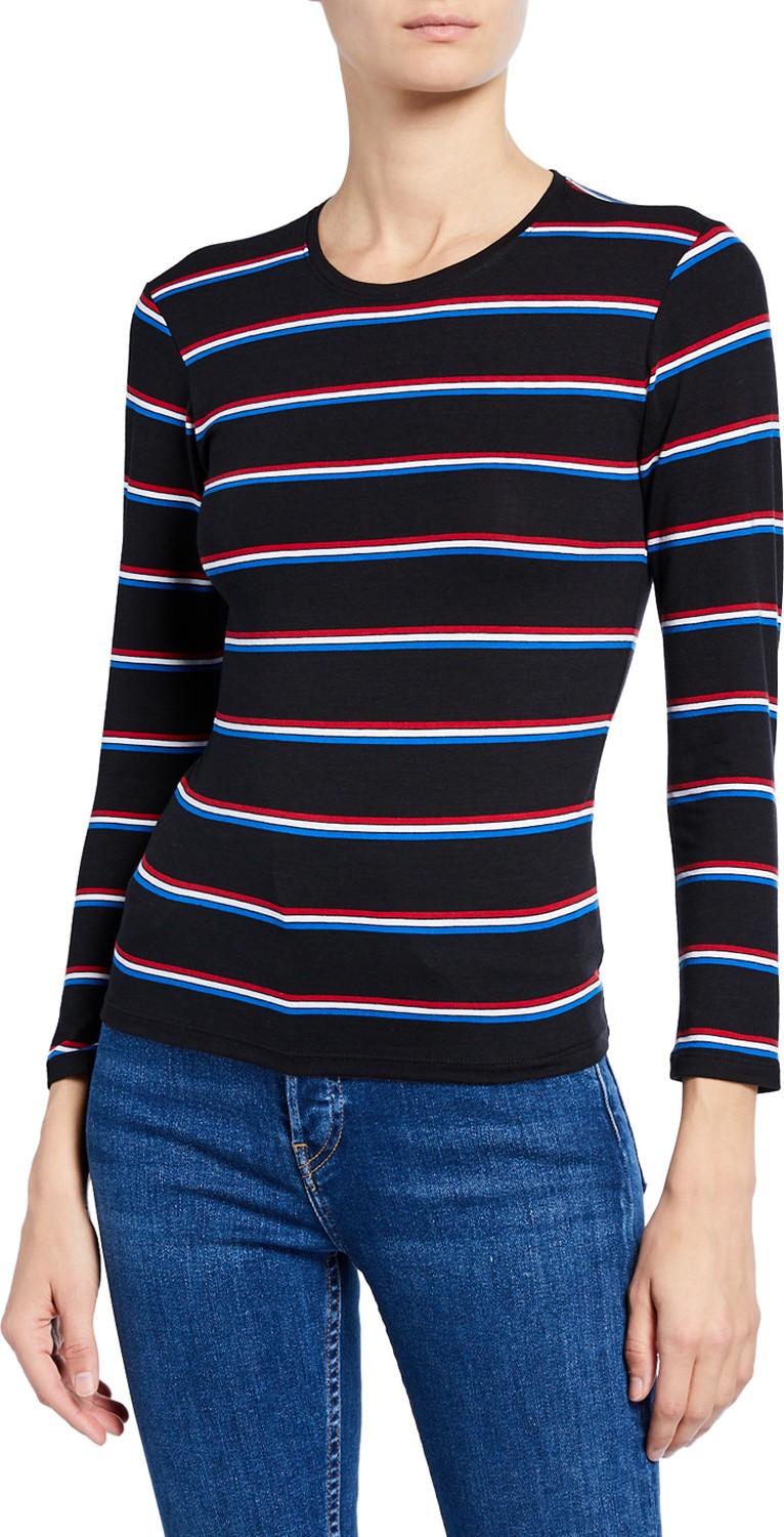ATM Anthony Thomas Melillo Striped Jersey Long-Sleeve Tee