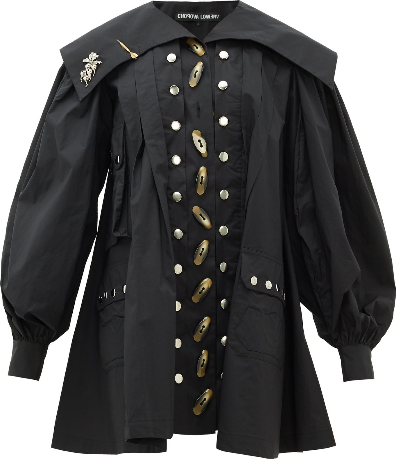 Chopova Lowena Alex balloon-sleeve cotton-poplin mini dress