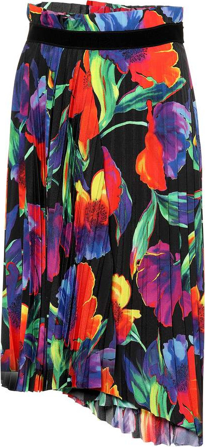 Balenciaga Pleated floral crêpe skirt