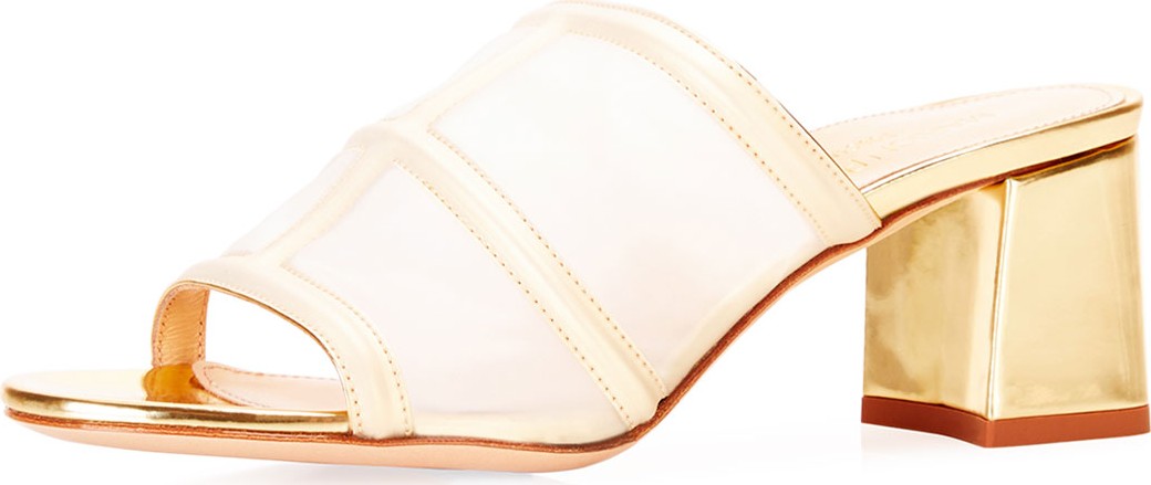 Marion Parke Bea Soft Metallic Vinyl Slide Sandals