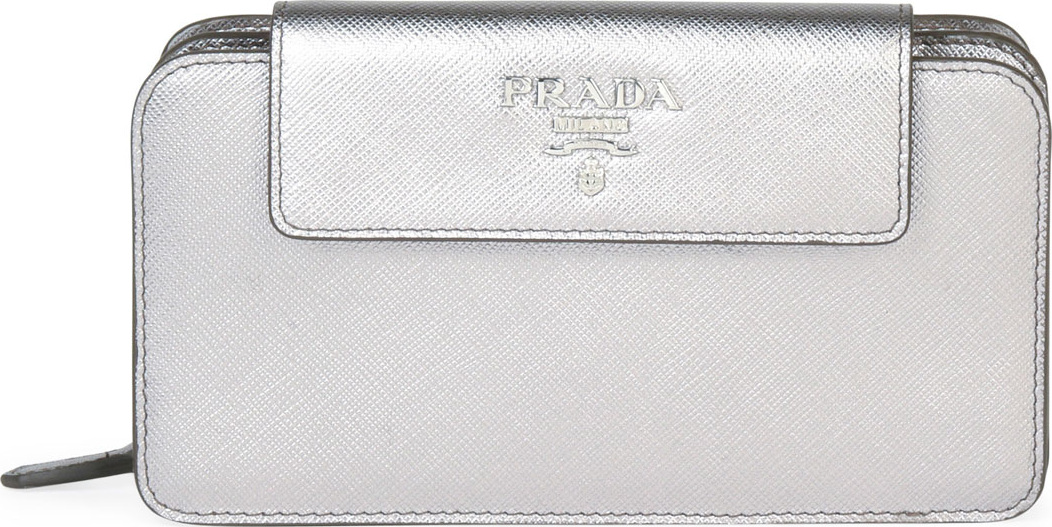 Prada Metallic Saffiano Leather Mini Metal Oro Tab Tech Crossbody Bag