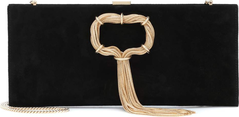 Roger Vivier Club Chain suede clutch