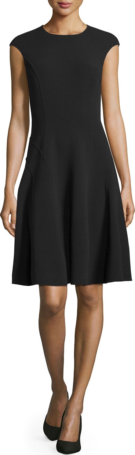 Michael Kors Collection Cap-Sleeve Fit-&-Flare Dress, Black