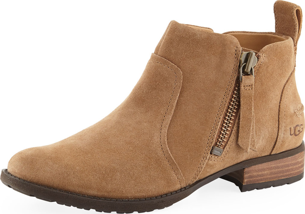 UGG Aureo Suede Ankle Booties, Chestnut