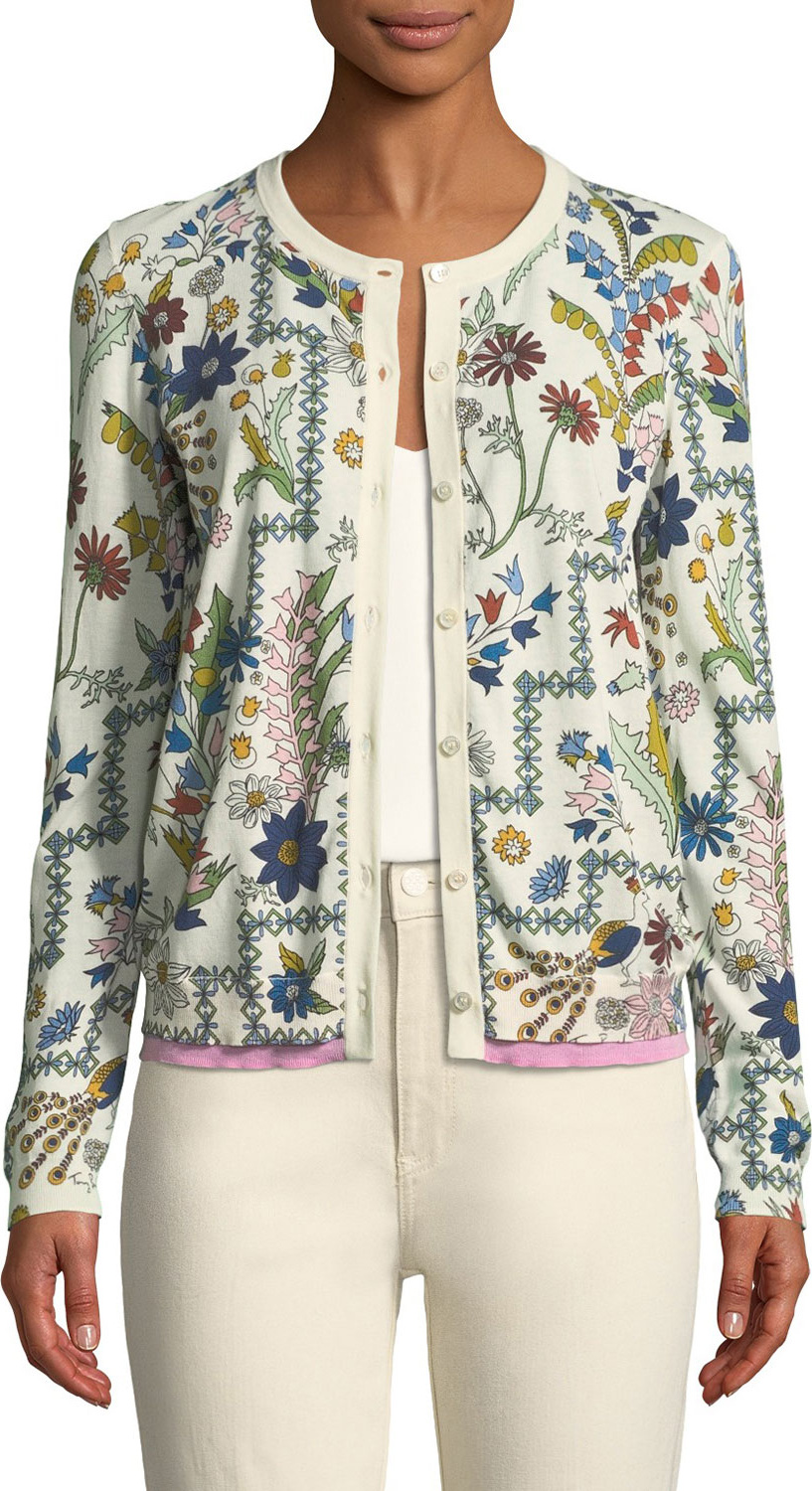 Tory Burch Asher Meadow Floral Cardigan