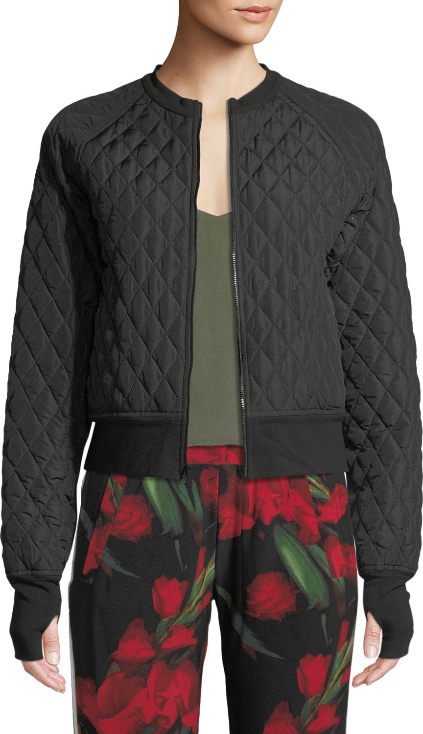 Norma Kamali Cropped Quilted Zip-Front Bomber Jacket