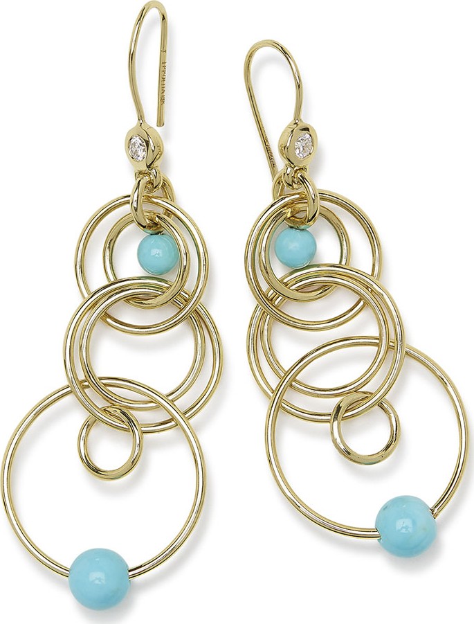 IPPOLITA 18k Nova Diamond Jet Set Earrings in Turquoise