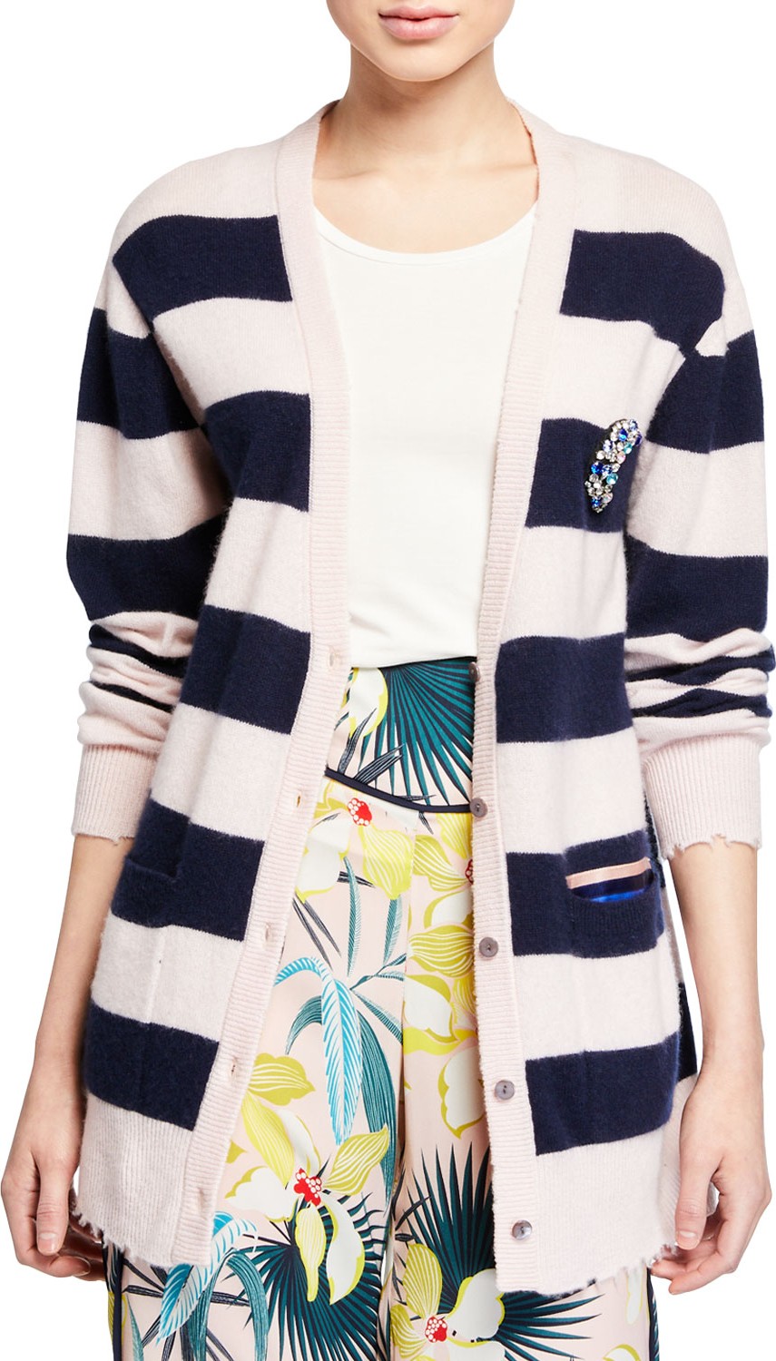Le Superbe The BFS Stripe Cashmere Cardigan