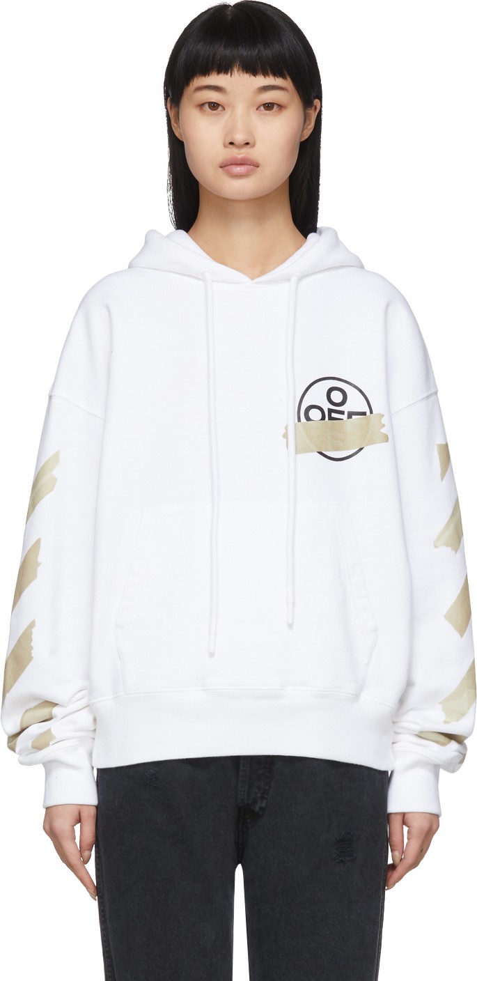 Off White White Tape Arrows Over Hoodie
