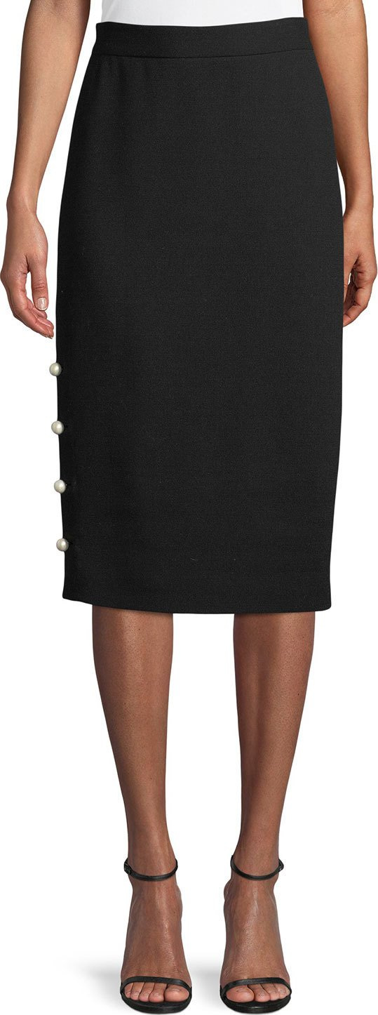 Lela Rose Pencil Skirt with Pearly Buttons