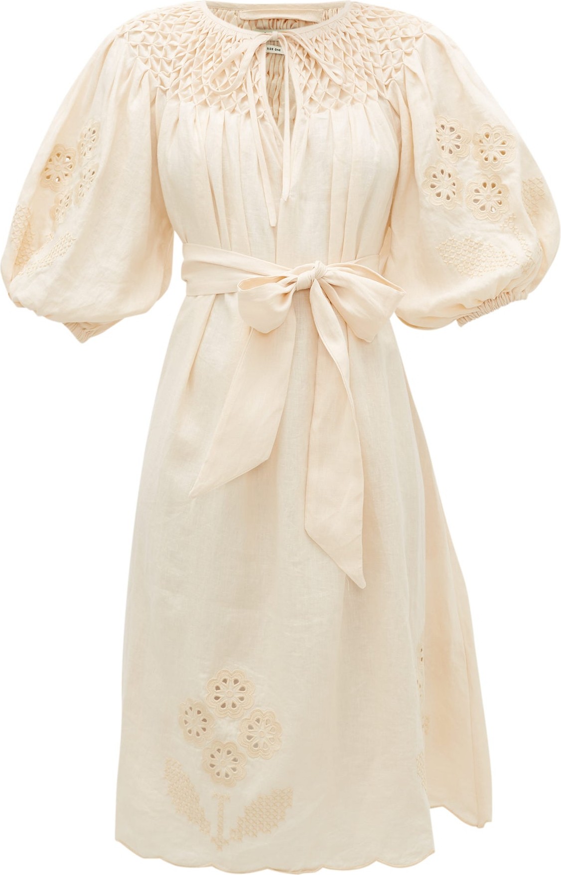 Innika Choo Hugh Jesmock embroidered linen-poplin midi dress