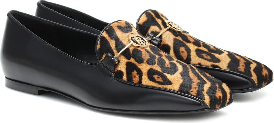 Burberry London England Leopard-print calf hair loafers