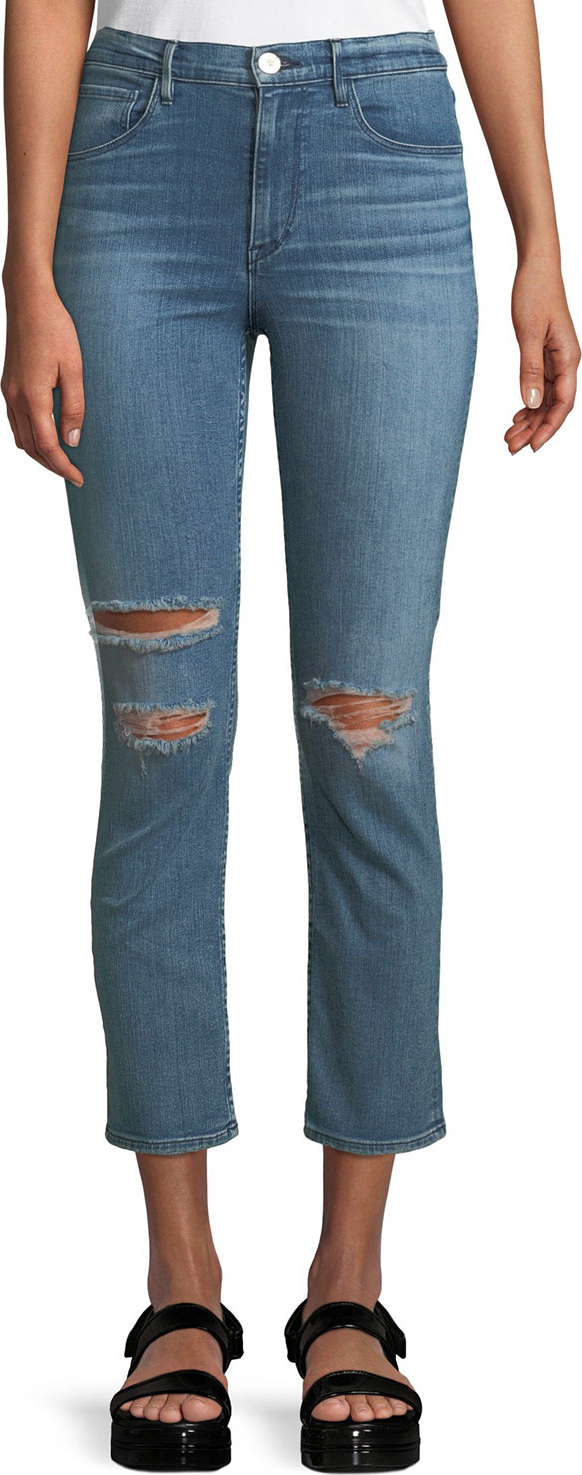 3X1 W4 Colette Distressed Straight-Leg Jeans