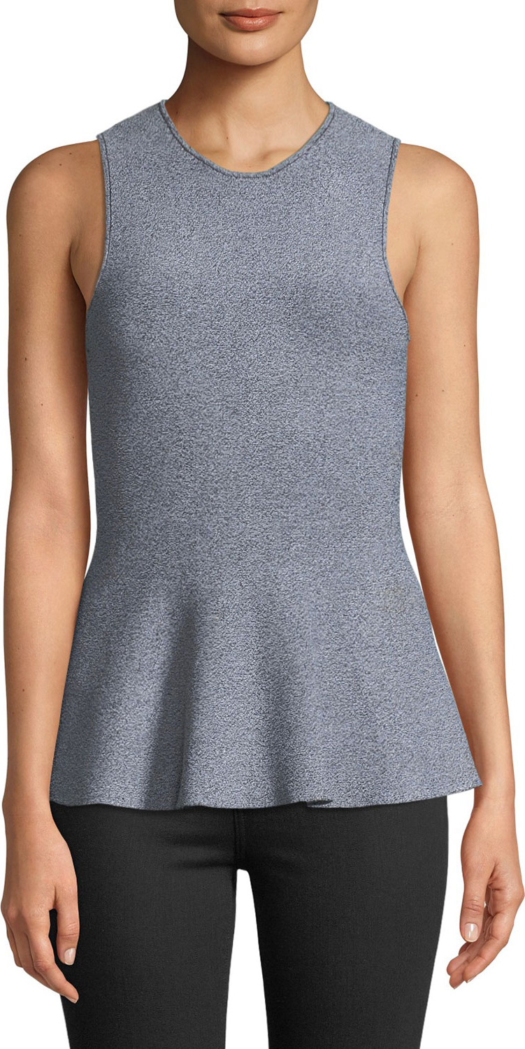 Theory Crewneck Sleeveless Classic Peplum G.Glossed Top