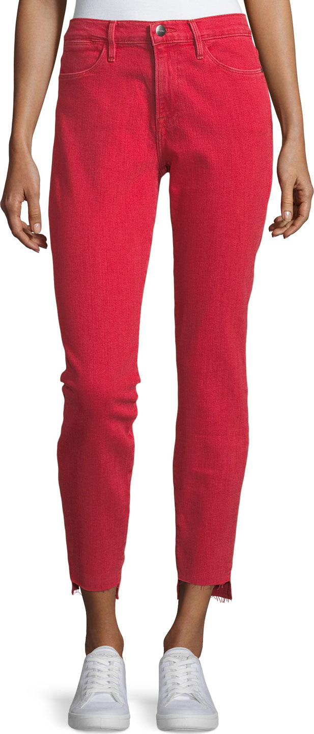 FRAME DENIM Le High Skinny-Leg Jeans with Raw Stagger Hem